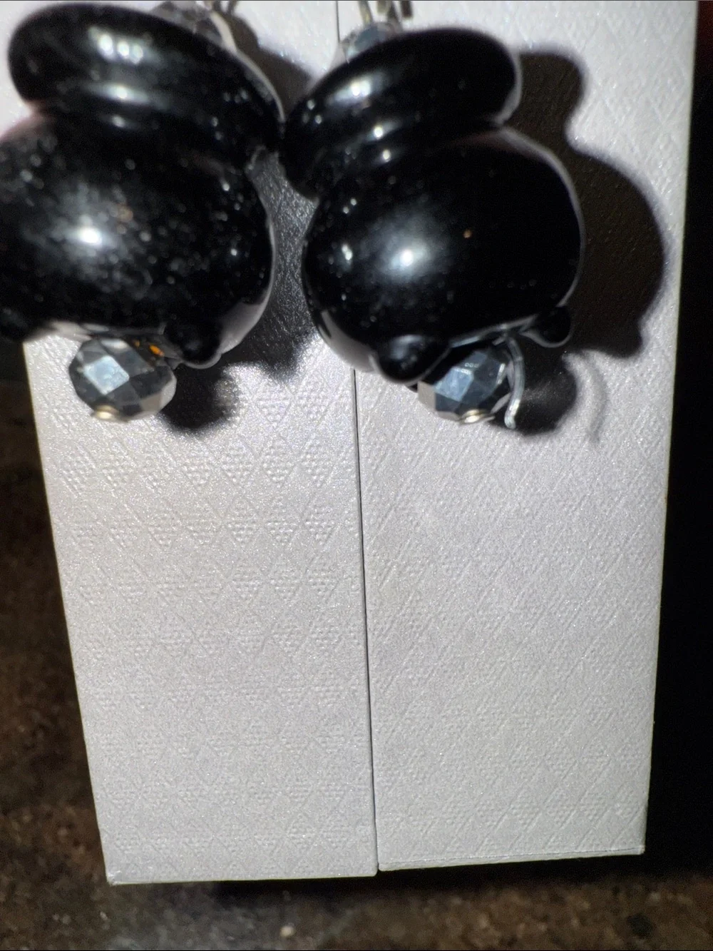 Black Witch Cauldron Glass silver Halloween Dangle Earrings